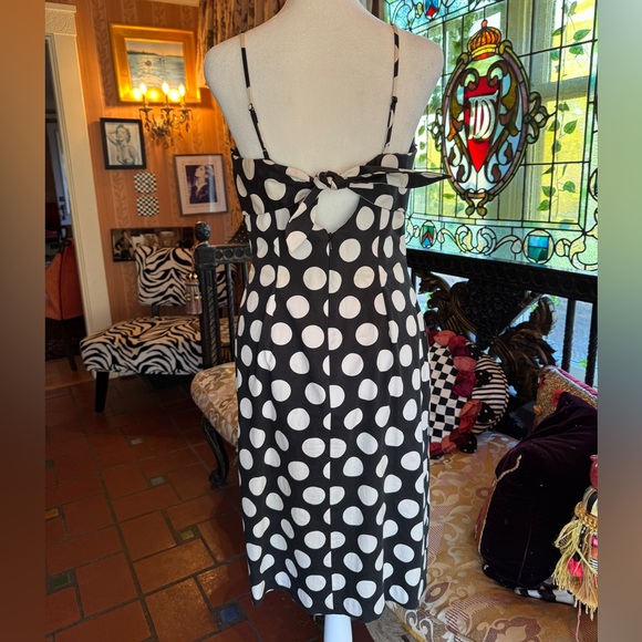 Vintage 90s Black and White Polka Dot Mini Party Dress Size 6 - Picture 2 of 9